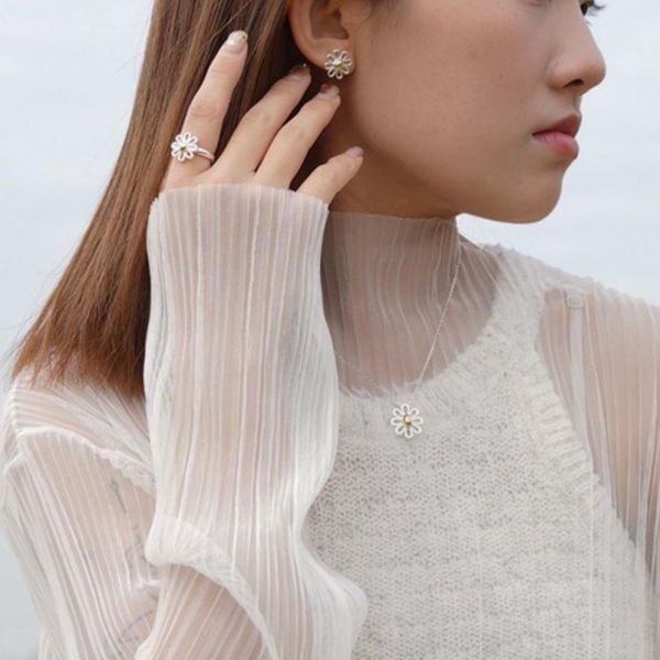 瑪格麗特花 花花項鍊 耳環 戒指 