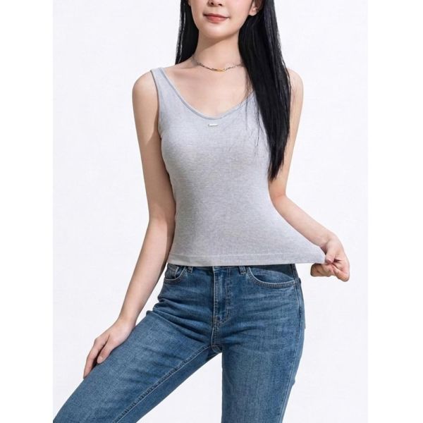 【胸前吊牌小心機】莫代爾 涼感乳膠固定罩杯背心 