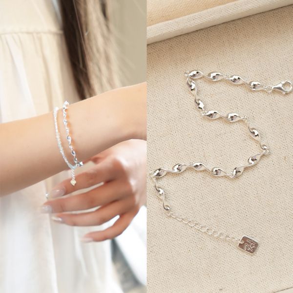 高訂系列  重工！立體扭紋純銀手鍊 