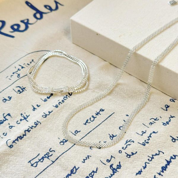 時髦寬編織 純銀項鍊 