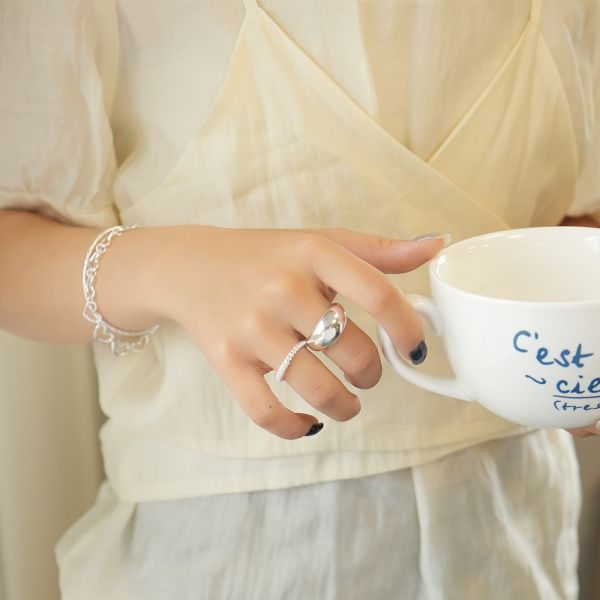 永晝大寬面戒指 韓系純銀戒指,S925抗敏戒指,開口戒指推薦,尾戒防小人,情侶對戒 純銀,疊戴戒指風格,簡約細戒 日常百搭,女生純銀戒指推薦