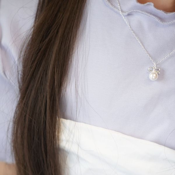燭光晚餐 可愛珍珠純銀項鍊 韓系純銀項鍊,S925鎖骨鍊推薦,女生百搭項鍊,簡約純銀吊墜,情侶項鍊純銀,韓系氣質鎖骨鍊,抗敏項鍊推薦,日常穿搭項鍊