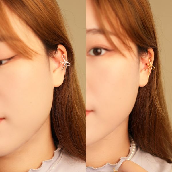 緞帶蝴蝶結 純銀耳骨夾 單只售 