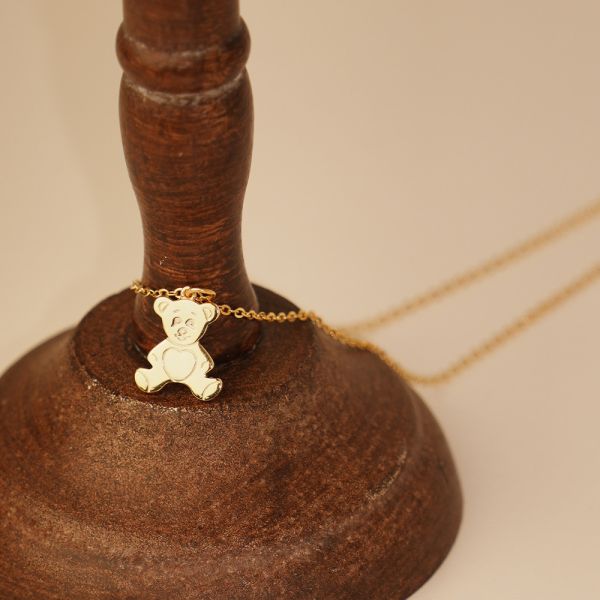 童話小熊 純銀項鍊 金色 韓系純銀項鍊,S925鎖骨鍊推薦,女生百搭項鍊,韓系氣質鎖骨鍊,抗敏項鍊推薦,日常穿搭項鍊