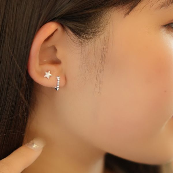 單只售 質感刷線 立體！星星轉珠耳環 短針6mm 韓系純銀耳環,S925抗敏耳釘,女生氣質耳環推薦,小巧純銀耳環,抗敏耳環不過敏,百搭日常耳環,簡約韓系耳飾