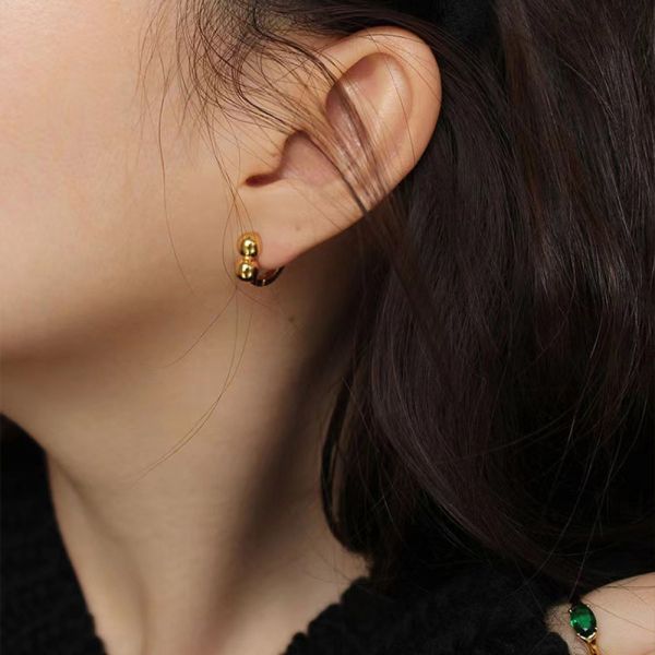 韓國 雙胞胎圓珠 洗澡睡覺免拆 純銀易扣耳環 韓系純銀耳環,S925抗敏耳釘,女生氣質耳環推薦,小巧純銀耳環,抗敏耳環不過敏,百搭日常耳環,簡約韓系耳飾