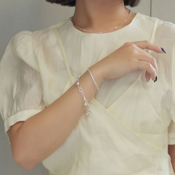 超閃亮！極細錫箔紙 純銀實心手鐲 