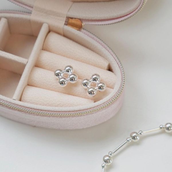 立體復古四圓珠耳釘 
