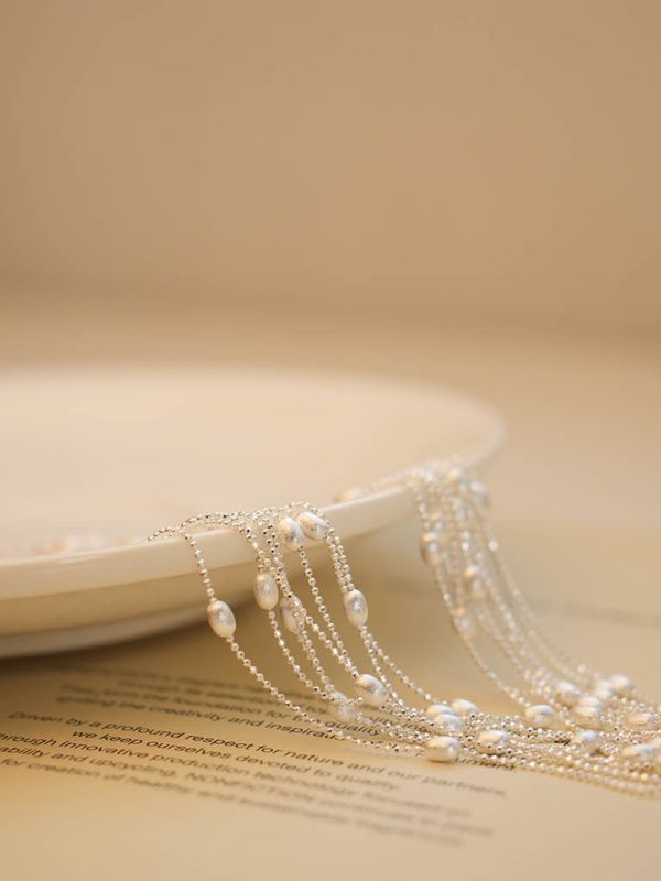 魅力小姐姐單品！閃光小米珠 純銀項鍊 韓系純銀項鍊,S925鎖骨鍊推薦,女生百搭項鍊,韓系氣質鎖骨鍊,抗敏項鍊推薦,日常穿搭項鍊