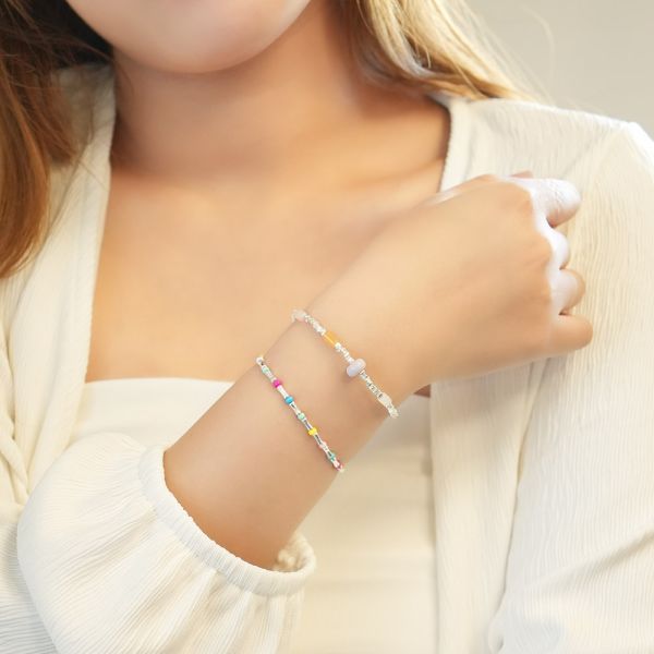 超可愛的紫色玻璃糖！小碎銀手鍊 韓系純銀手鍊,S925抗敏手環,簡約手鍊推薦,女生日常百搭手鍊,情侶手鍊純銀,姐妹手鍊禮物,純銀手環,韓系風格,個性手鍊推薦