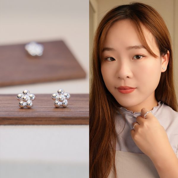 溫柔小碎花 純銀耳釘 韓系純銀耳環,S925抗敏耳釘,女生氣質耳環推薦,小巧純銀耳環,抗敏耳環不過敏,百搭日常耳環,簡約韓系耳飾