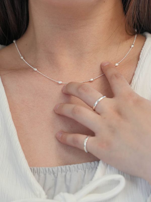 魅力小姐姐單品！閃光小米珠 純銀項鍊 韓系純銀項鍊,S925鎖骨鍊推薦,女生百搭項鍊,韓系氣質鎖骨鍊,抗敏項鍊推薦,日常穿搭項鍊