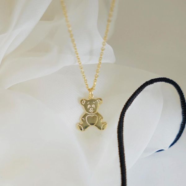 童話故事 泰迪熊純銀項鍊 韓系純銀項鍊,S925鎖骨鍊推薦,女生百搭項鍊,韓系氣質鎖骨鍊,抗敏項鍊推薦,日常穿搭項鍊