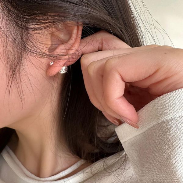 經典！雙圓珠 s925純銀耳環 