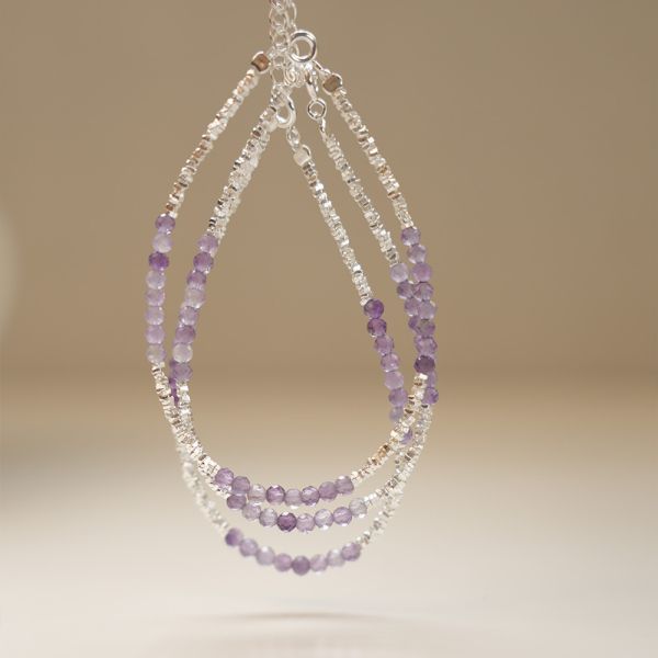 冰沁清透 紫水晶 碎銀手鍊 韓系純銀手鍊,S925抗敏手環,簡約手鍊推薦,女生日常百搭手鍊,情侶手鍊純銀,姐妹手鍊禮物,純銀手環,韓系風格,個性手鍊推薦