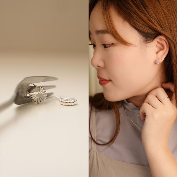 半月彎 小巧百搭！純銀耳釘 