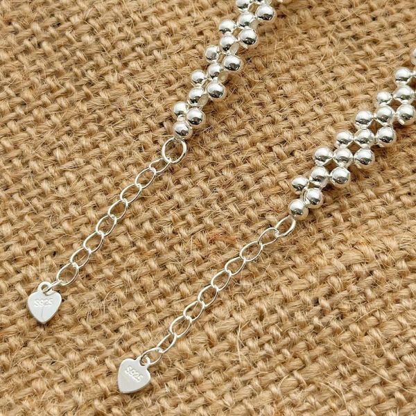 時髦圓珠編織 純銀手鍊 