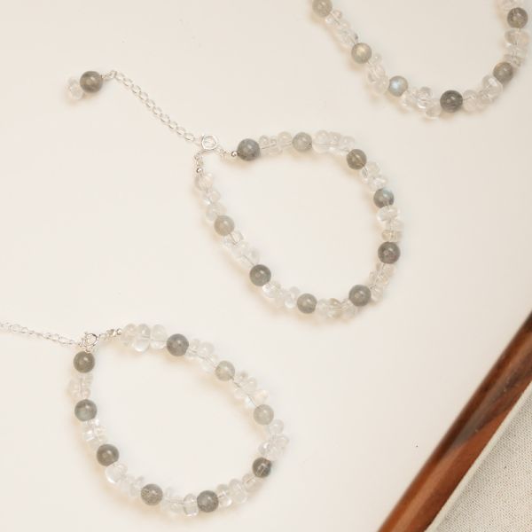 清冷女伶 拉長石白水晶 手串手鍊 韓系純銀手鍊,S925抗敏手環,簡約手鍊推薦,女生日常百搭手鍊,情侶手鍊純銀,姐妹手鍊禮物,純銀手環,韓系風格,個性手鍊推薦