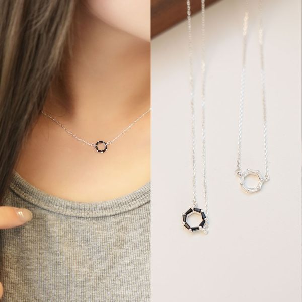 韓系不規則鋯石 圓圈純銀項鍊 韓系純銀項鍊,S925鎖骨鍊推薦,女生百搭項鍊,韓系氣質鎖骨鍊,抗敏項鍊推薦,日常穿搭項鍊