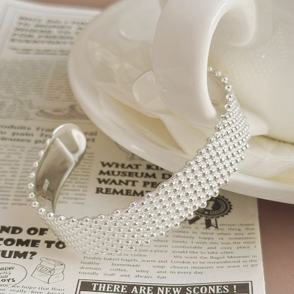 寬邊質感圓點 純銀手鐲 