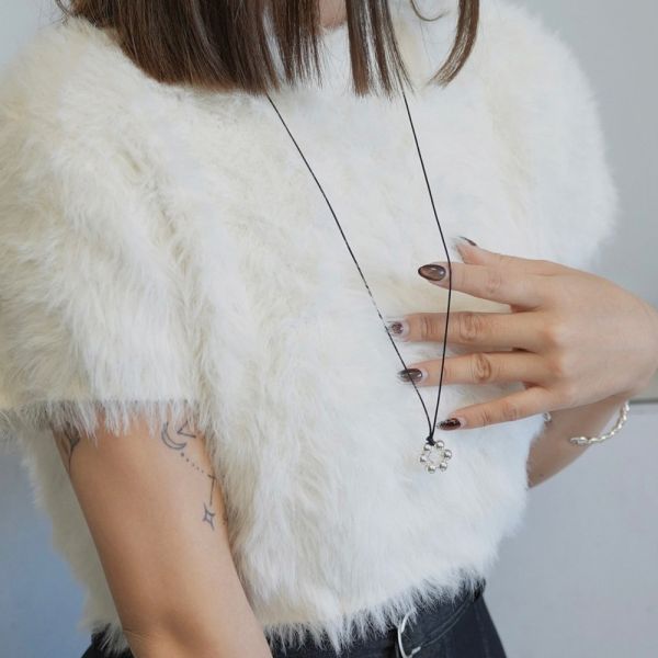 秋冬必備 銀珠花朵 毛衣鍊 