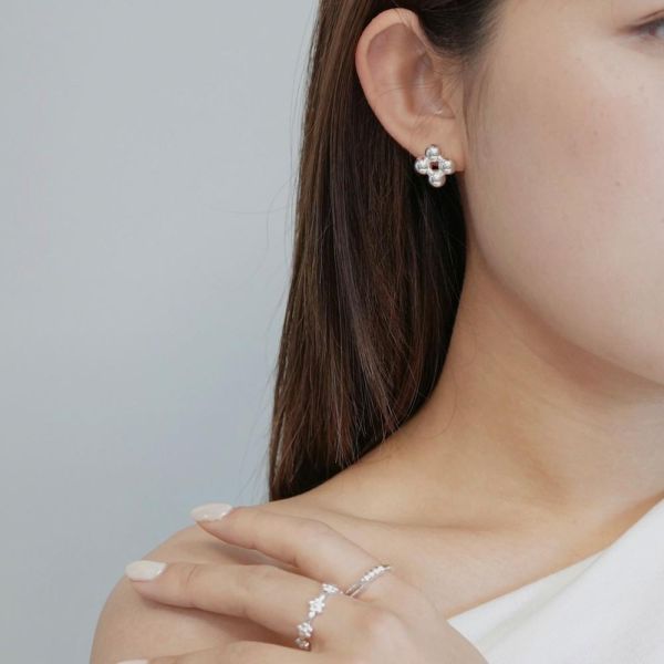 立體復古四圓珠耳釘 