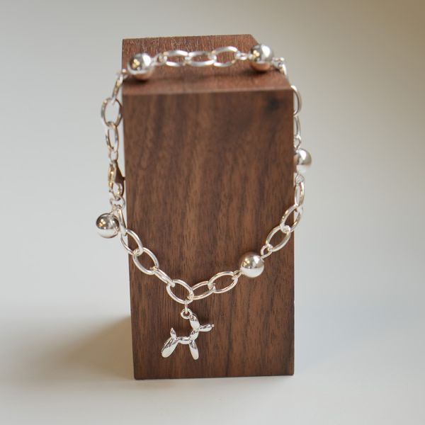 氣球小狗 圓圈純銀手鍊 韓系純銀手鍊,S925抗敏手環,簡約手鍊推薦,女生日常百搭手鍊,情侶手鍊純銀,姐妹手鍊禮物,純銀手環,韓系風格,個性手鍊推薦