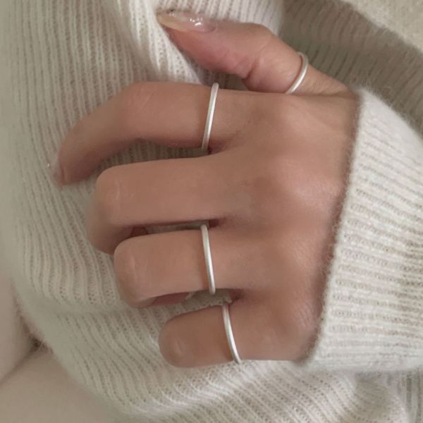 全碼！純銀古法霧面戒指 韓系純銀戒指,S925抗敏戒指,開口戒指推薦,尾戒防小人,情侶對戒 純銀,疊戴戒指風格,簡約細戒 日常百搭,女生純銀戒指推薦