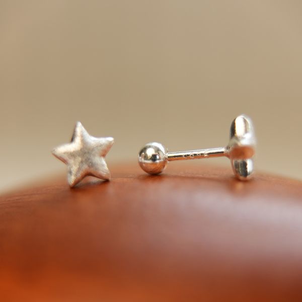 單只售 質感刷線 立體！星星轉珠耳環 短針6mm 韓系純銀耳環,S925抗敏耳釘,女生氣質耳環推薦,小巧純銀耳環,抗敏耳環不過敏,百搭日常耳環,簡約韓系耳飾
