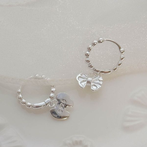 雲朵蝴蝶結 圓珠珠 易扣耳環 