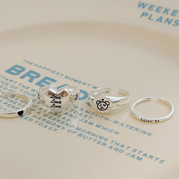 泰迪熊玩偶 寬寬的！開口戒指 