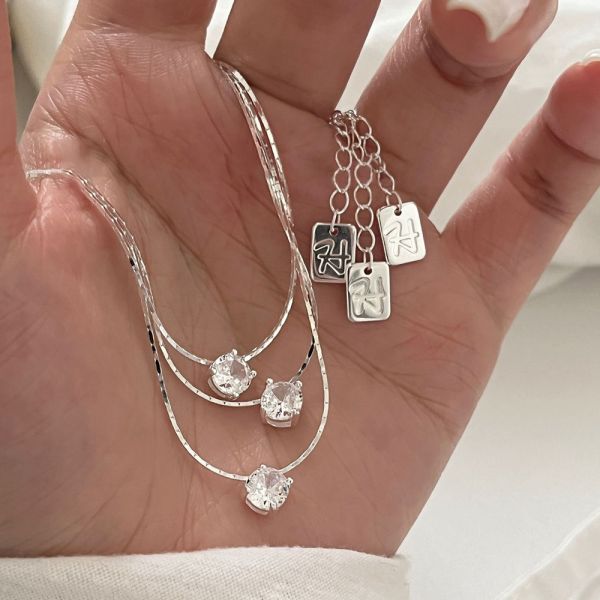 最高級最閃的那種鋯石純銀項鍊 