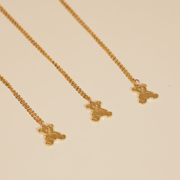 童話小熊 純銀項鍊 金色 韓系純銀項鍊,S925鎖骨鍊推薦,女生百搭項鍊,韓系氣質鎖骨鍊,抗敏項鍊推薦,日常穿搭項鍊