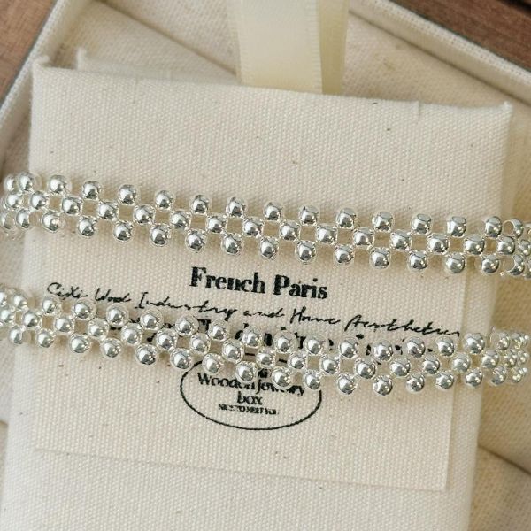 時髦圓珠編織 純銀手鍊 