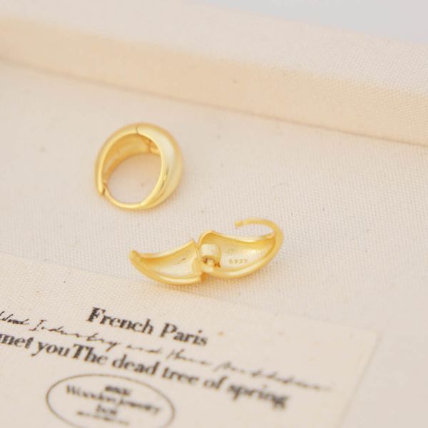 日常養耳款 極簡亮光甜甜圈 純銀易扣耳環 銀/金 