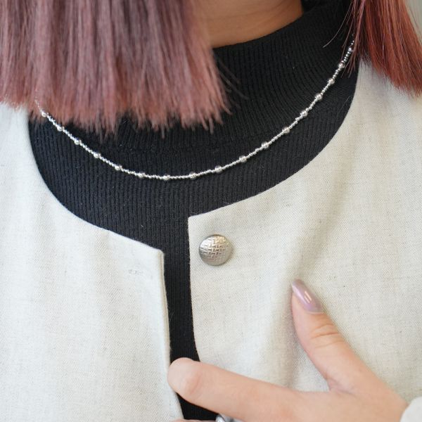 韓國獨家 訂製款圓珠 純銀項鍊 韓系純銀項鍊,S925鎖骨鍊推薦,女生百搭項鍊,韓系氣質鎖骨鍊,抗敏項鍊推薦,日常穿搭項鍊