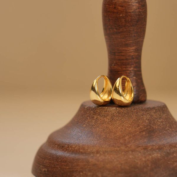 日常養耳款 極簡亮光甜甜圈 純銀易扣耳環 銀/金 