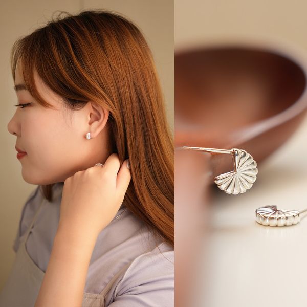 半月彎 小巧百搭！純銀耳釘 