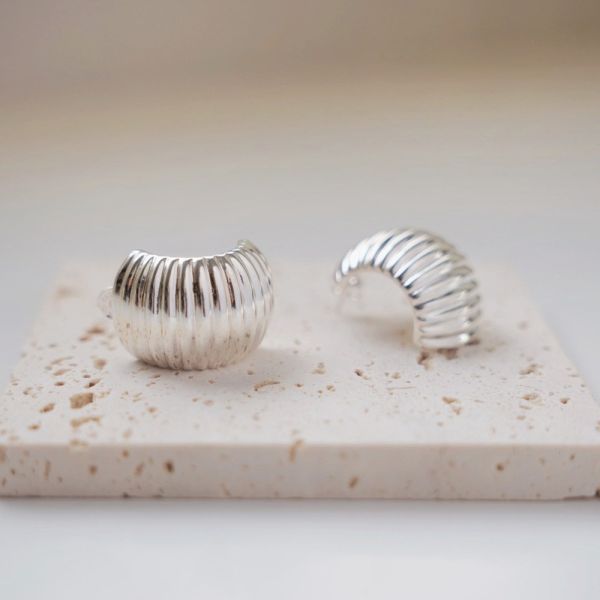 重工 厚磅! 大貝殼紋 耳釘 