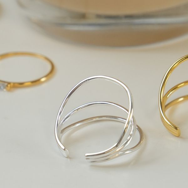 很特別的三層細戒指！純銀開口戒 