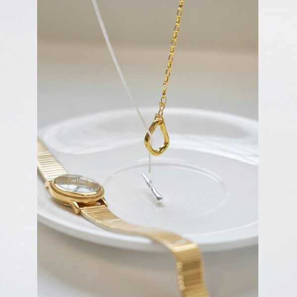 波浪感 日本小眾 雙層OT扣項鍊 