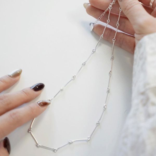 極細！骨頭串接 純銀項鍊 韓系純銀項鍊,S925鎖骨鍊推薦,女生百搭項鍊,韓系氣質鎖骨鍊,抗敏項鍊推薦,日常穿搭項鍊