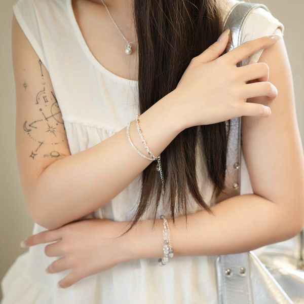 冰沁清透 海藍寶 碎銀手鍊 韓系純銀手鍊,S925抗敏手環,簡約手鍊推薦,女生日常百搭手鍊,情侶手鍊純銀,姐妹手鍊禮物,純銀手環,韓系風格,個性手鍊推薦