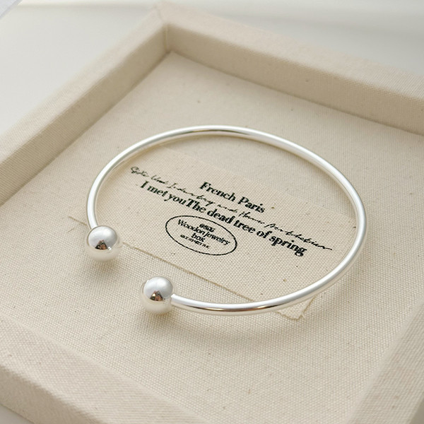 實心簡約圓珠 純銀手鐲 