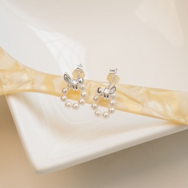 蘋果珍珠 純銀耳環 韓系純銀耳環,S925抗敏耳釘,女生氣質耳環推薦,小巧純銀耳環,抗敏耳環不過敏,百搭日常耳環,簡約韓系耳飾