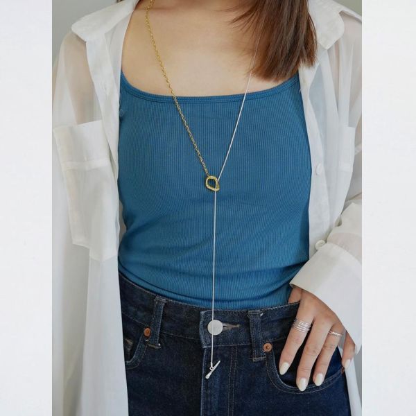 波浪感 日本小眾 雙層OT扣項鍊 