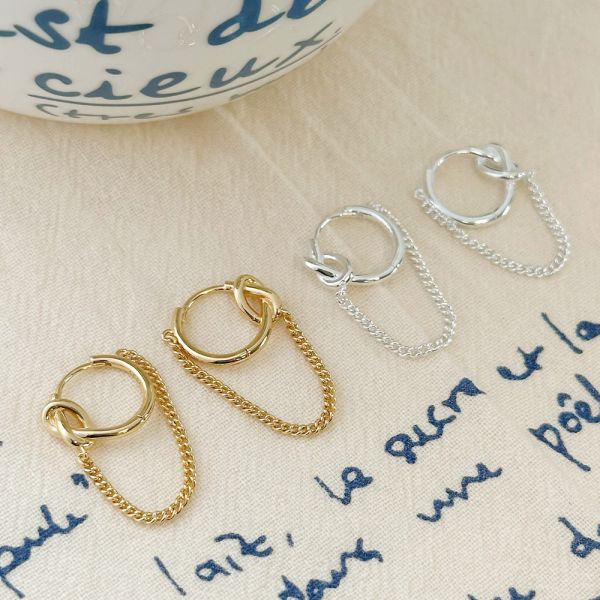 個性垂墜鍊條 易扣耳環 韓系純銀耳環,S925抗敏耳釘,女生氣質耳環推薦,小巧純銀耳環,抗敏耳環不過敏,百搭日常耳環,簡約韓系耳飾