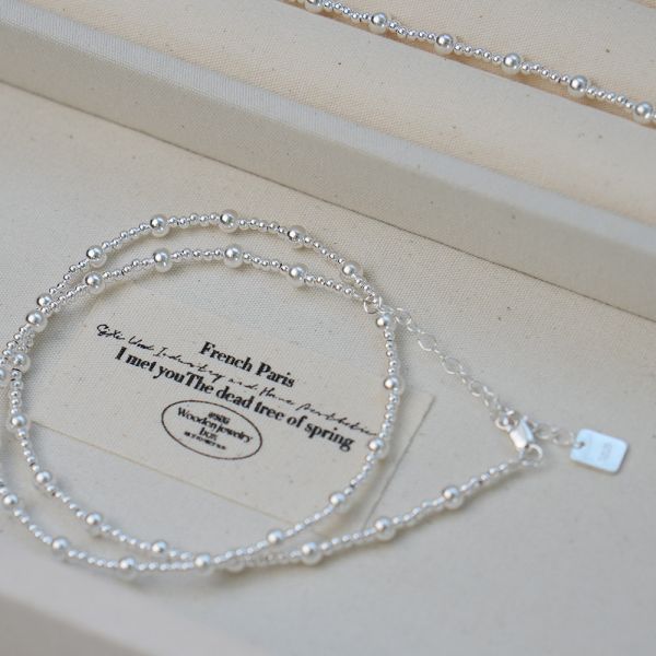 韓國獨家 訂製款圓珠 純銀項鍊 韓系純銀項鍊,S925鎖骨鍊推薦,女生百搭項鍊,韓系氣質鎖骨鍊,抗敏項鍊推薦,日常穿搭項鍊