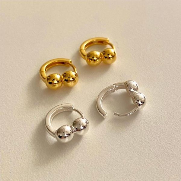 韓國 雙胞胎圓珠 洗澡睡覺免拆 純銀易扣耳環 韓系純銀耳環,S925抗敏耳釘,女生氣質耳環推薦,小巧純銀耳環,抗敏耳環不過敏,百搭日常耳環,簡約韓系耳飾