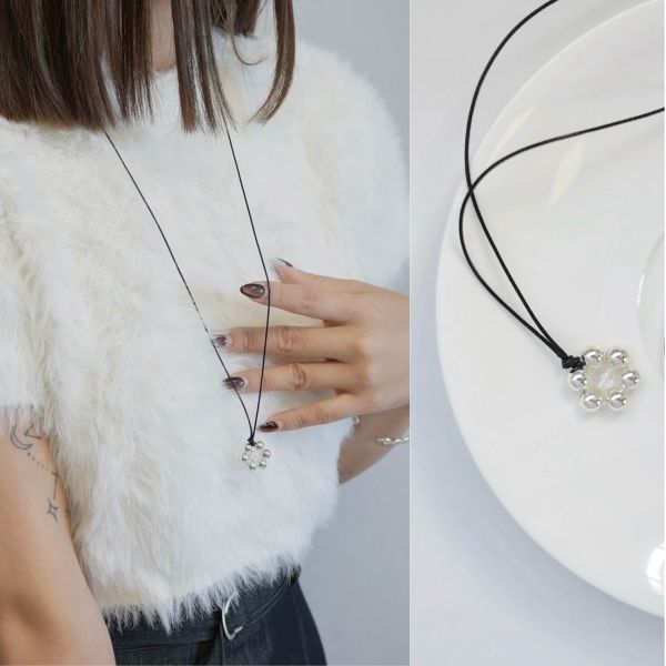 秋冬必備 銀珠花朵 毛衣鍊 